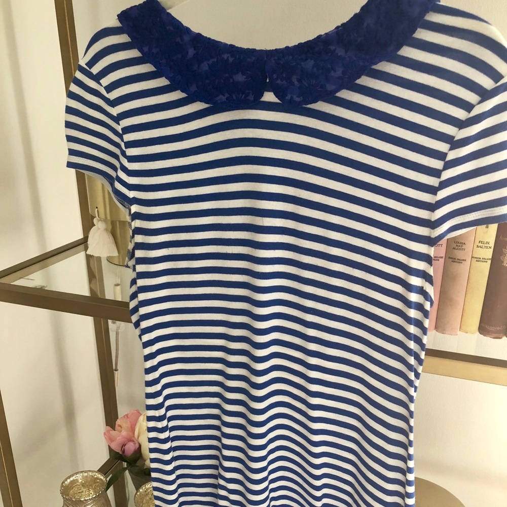 Alice + Olivia Blue Stripe Blouse